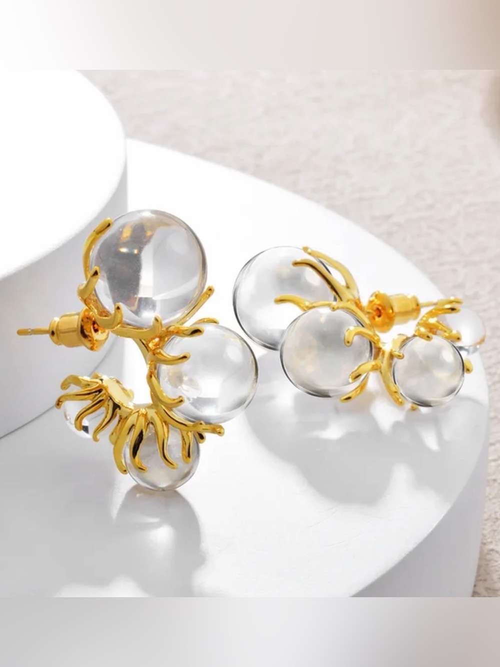 Clear Bubble Cluster Statement Stud Earrings